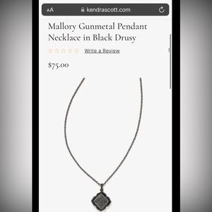 Kendra Scott Mallory Gunmetal Pendant Necklace in Black Drusy